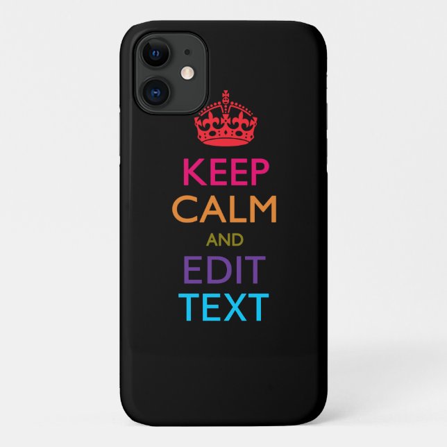 Personalised KEEP CALM AND Edit Text Multi Colour Case-Mate iPhone Case (Back)