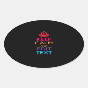 Personalised KEEP CALM AND Edit Text Multicolor Oval Sticker