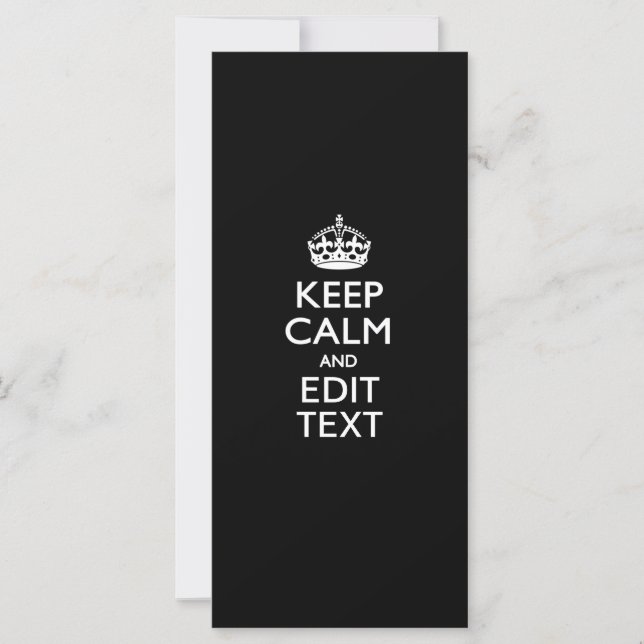 Personalised Keep Calm And Edit Text on Black (Front)