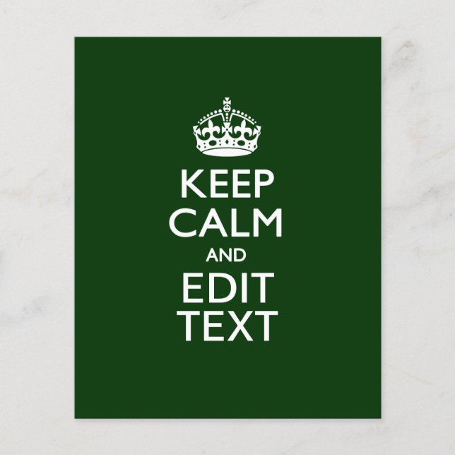 Personalised KEEP CALM AND Edit Text on Green Flyer (Front)