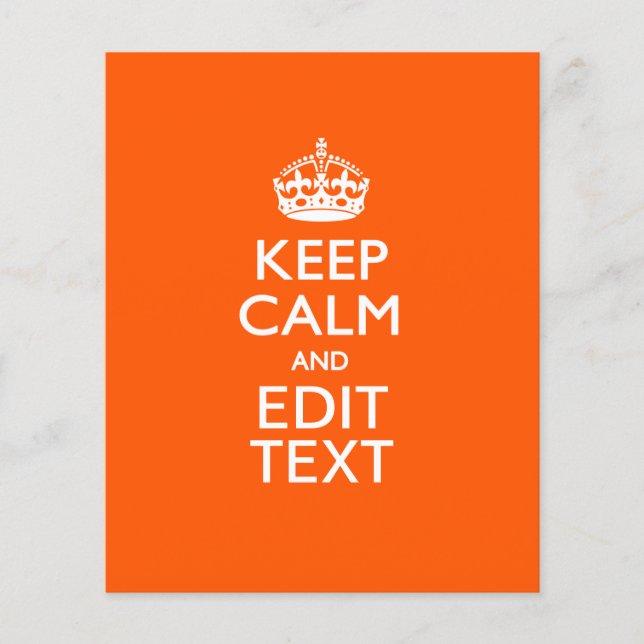 Personalised KEEP CALM AND Edit Text on Orange Flyer (Front)