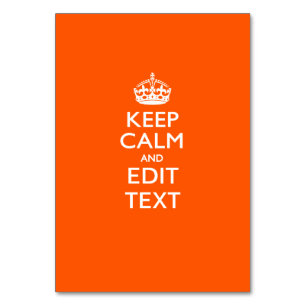 Personalised KEEP CALM AND Edit Text on Orange Table Number