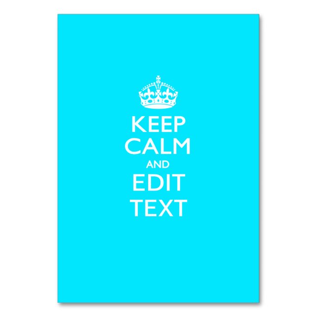 Personalised KEEP CALM AND Edit Text on Peacock Table Number (Front)