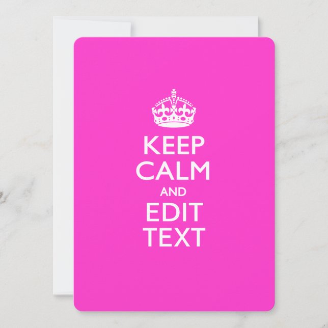 Personalised KEEP CALM AND Edit Text on Pink (Front)