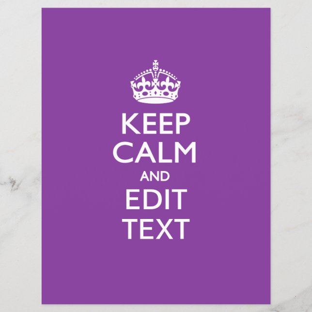 Personalised KEEP CALM AND Edit Text on Purple Flyer (Front)