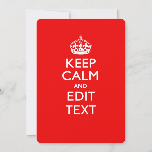 Personalised KEEP CALM AND Edit Text on Red (Front)