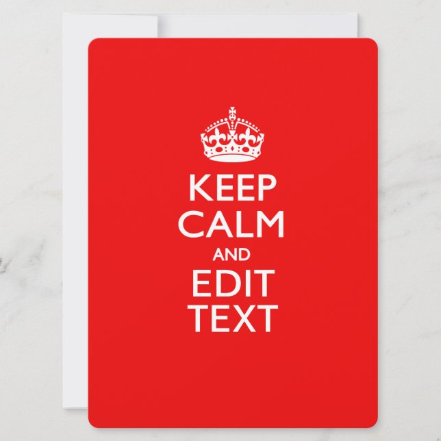 Personalised KEEP CALM AND Edit Text on Red (Front)