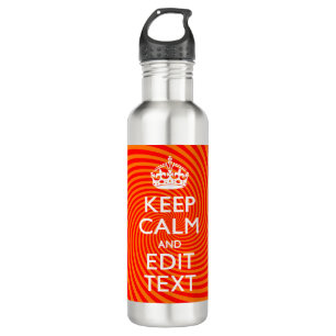 Personalised KEEP CALM AND Edit Text Orange Swirl 710 Ml Water Bottle