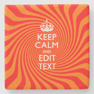Personalised KEEP CALM AND Edit Text Orange Swirl Stone Coaster