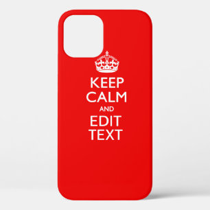 Personalised Keep Calm And Edit Text Red Decor iPhone 12 Case