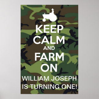 Personalised Keep Calm And Farm On Camouflage Poster
