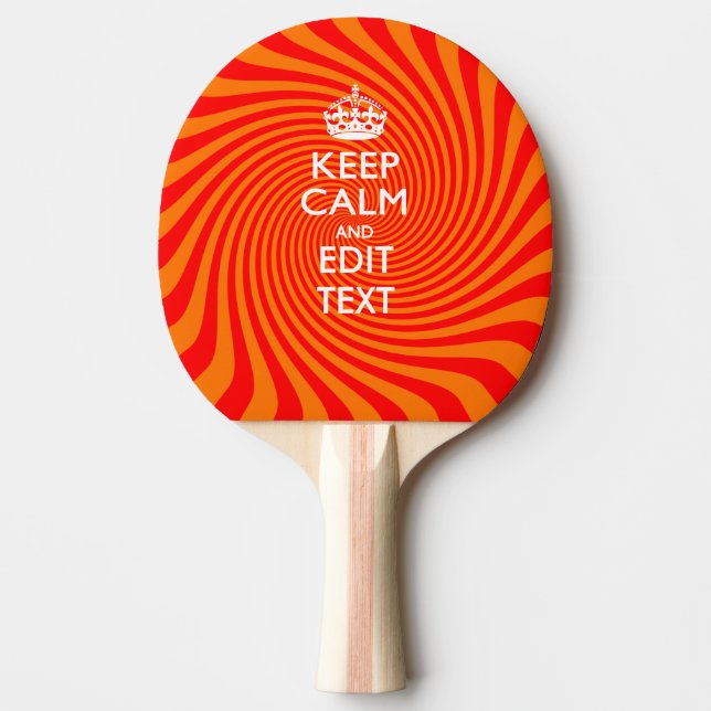 Personalised KEEP CALM AND Have Text Orange Swirl Ping Pong Paddle (Front)