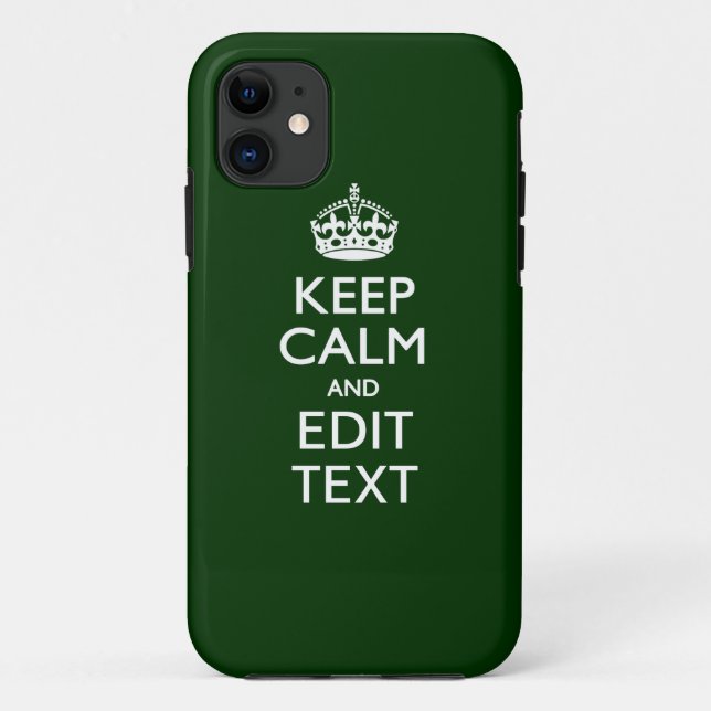 Personalised Keep Calm And Have Your Text on Green Case-Mate iPhone Case (Back)