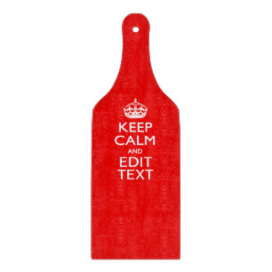 Personalised Keep Calm And Have Your Text on Red Cutting Board
