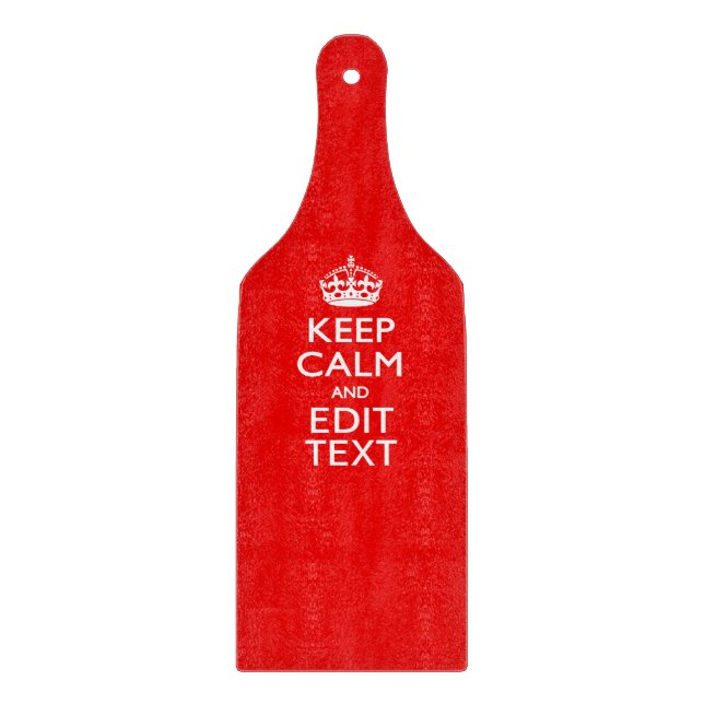 Personalised Keep Calm And Have Your Text on Red Cutting Board (Front)
