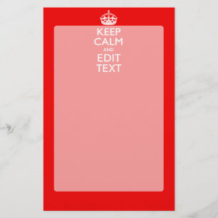 Personalised Keep Calm And Have Your Text on Red Stationery
