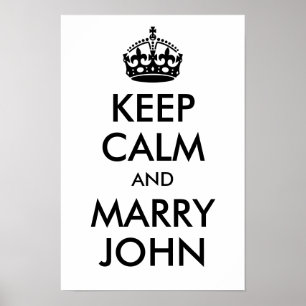 Personalised Keep Calm and Marry On Black Poster