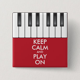 Personalised KEEP CALM and PLAY ON -Keyboard piano 15 Cm Square Badge
