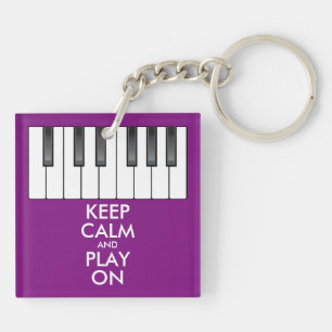 Personalised KEEP CALM and PLAY ON -Keyboard piano Key Ring