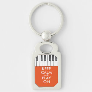 Personalised KEEP CALM and PLAY ON -Keyboard piano Key Ring