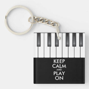 Personalised KEEP CALM and PLAY ON -Keyboard piano Key Ring