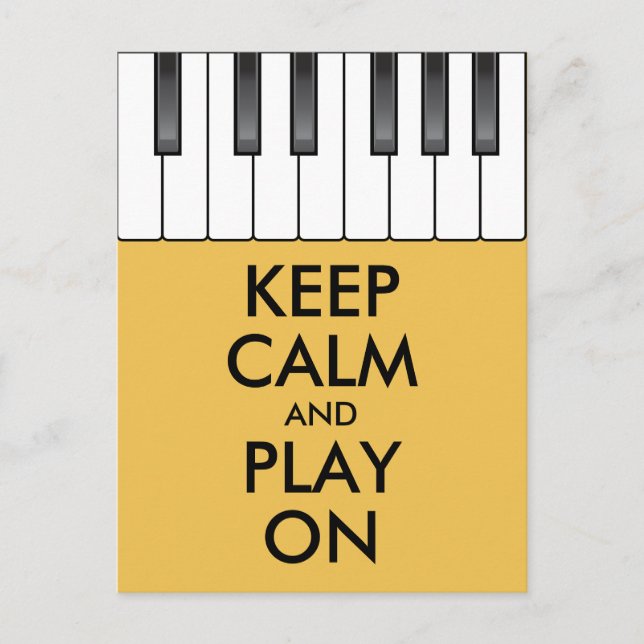 Personalised KEEP CALM and PLAY ON -Keyboard piano Postcard (Front)