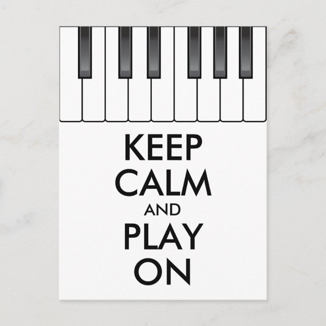 Personalised KEEP CALM and PLAY ON -Keyboard piano Postcard (Front)