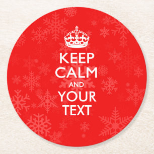 Personalised KEEP CALM AND Your on Red Round Paper Coaster
