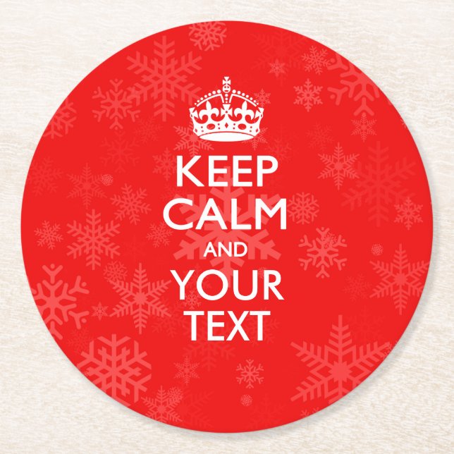 Personalised KEEP CALM AND Your on Red Round Paper Coaster (Front)
