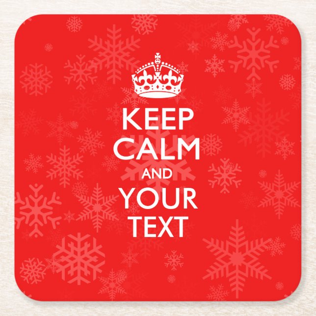 Personalised KEEP CALM AND Your on Red Square Paper Coaster (Front)