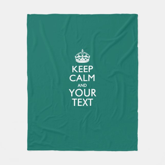 Personalised Keep Calm And Your Text Aqua Fleece Blanket (Front)