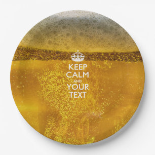 Personalised Keep Calm And Your Text Beer Decor Paper Plate