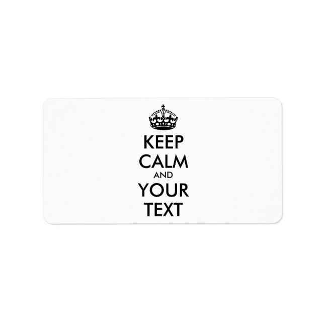 Personalised KEEP CALM and YOUR TEXT - black Label (Front)