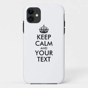 Personalised KEEP CALM and YOUR TEXT - black words iPhone 11 Case