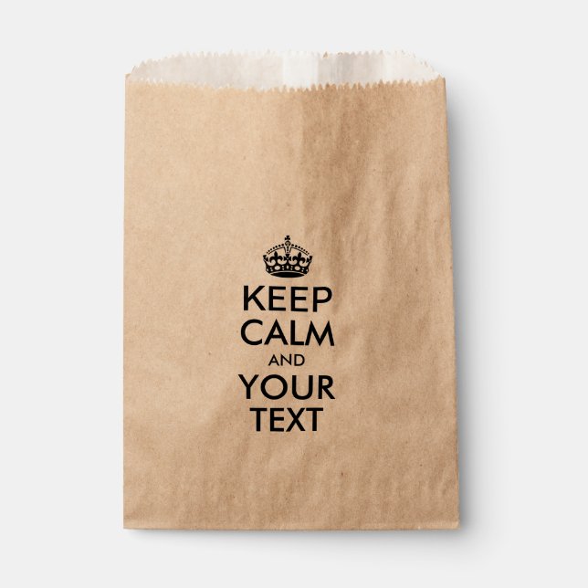 Personalised KEEP CALM and YOUR TEXT - black words Favour Bags (Front)