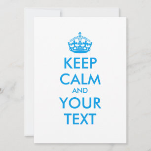 Personalised KEEP CALM and YOUR TEXT - blue words