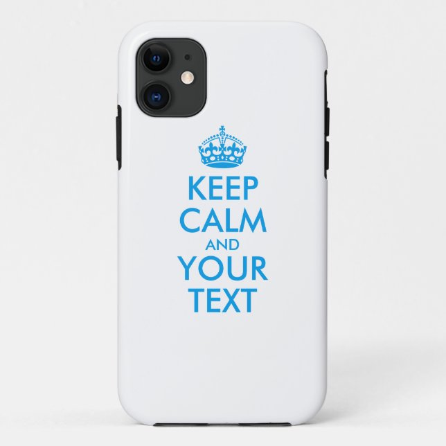 Personalised KEEP CALM and YOUR TEXT - blue words Case-Mate iPhone Case (Back)