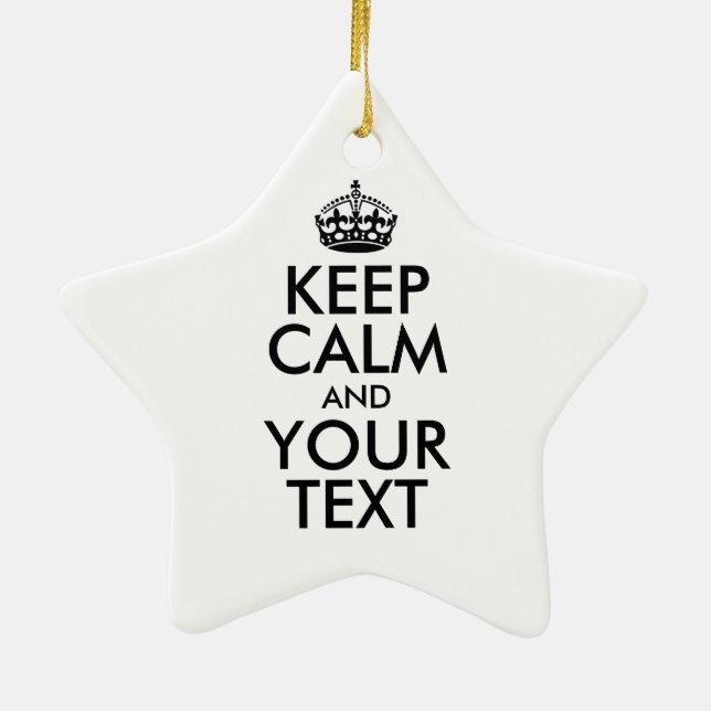Personalised KEEP CALM and YOUR TEXT Ceramic Tree Decoration (Back)