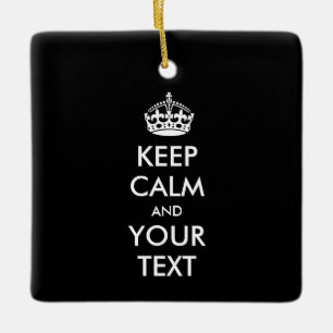 Personalised KEEP CALM and YOUR TEXT Ceramic Tree Decoration