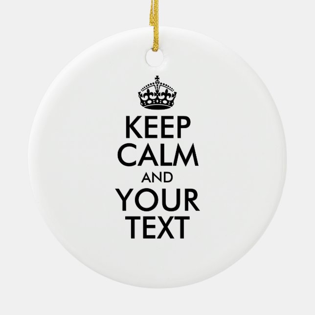 Personalised KEEP CALM and YOUR TEXT Ceramic Tree Decoration (Back)