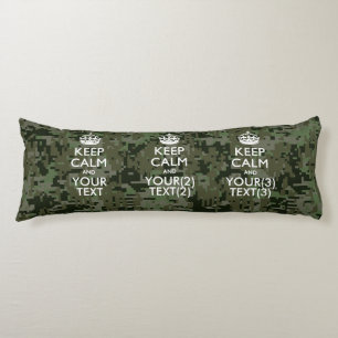 Personalised KEEP CALM AND Your Text Digital Camo Body Cushion
