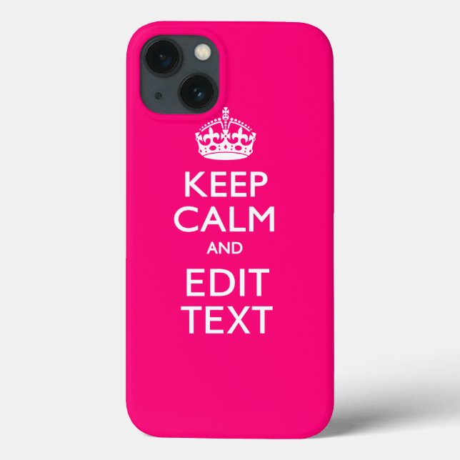Personalised KEEP CALM AND Your Text EASILY PINK Case-Mate iPhone Case (Back)