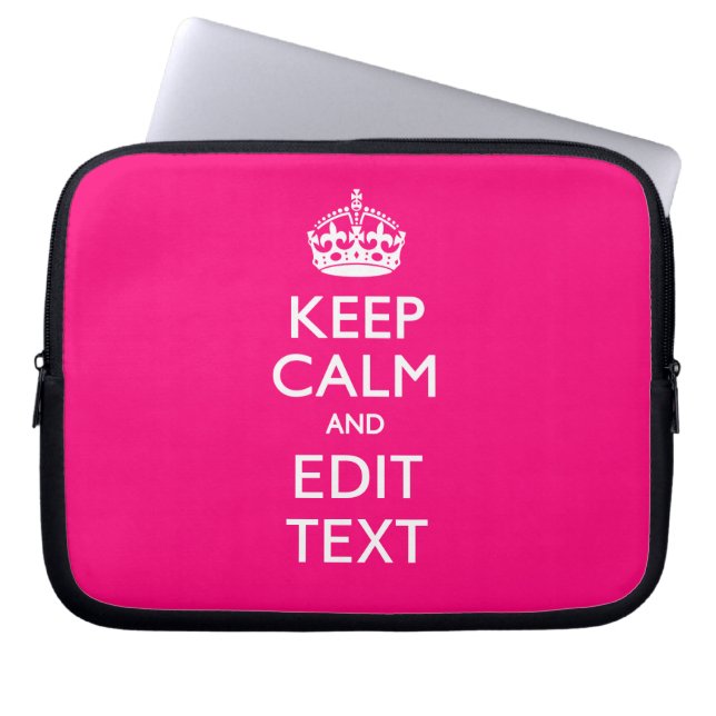 Personalised KEEP CALM AND Your Text EASILY PINK Laptop Sleeve (Front)