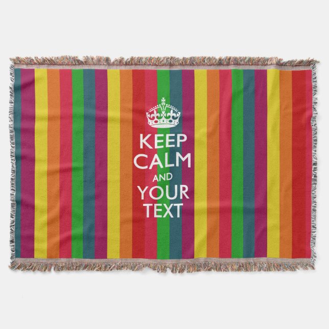 Personalised Keep Calm and Your Text for Cool Gift Throw Blanket (Front)