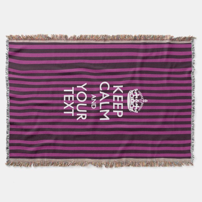 Personalised Keep Calm and Your Text for Cool Gift Throw Blanket (Front)