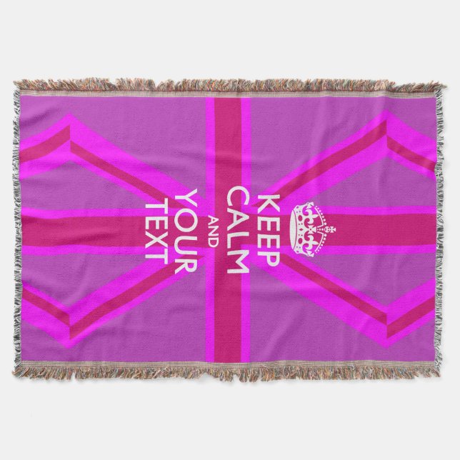 Personalised Keep Calm and Your Text for Cool Gift Throw Blanket (Front)