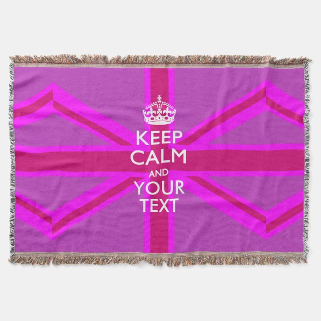 Personalised Keep Calm and Your Text for Cool Gift Throw Blanket (Front)