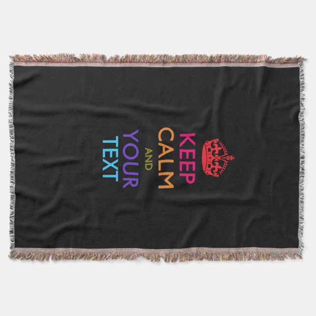 Personalised Keep Calm and Your Text for Cool Gift Throw Blanket (Front)