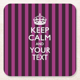 Personalised KEEP CALM AND Your Text for Hot Pink Square Paper Coaster