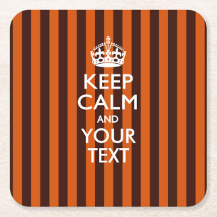 Personalised KEEP CALM AND Your Text for Orange Square Paper Coaster